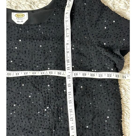 Talbots !00% Silk Black Beaded Sequins Festive Evening Party Formal Size 16W Top - Picture 3 of 11
